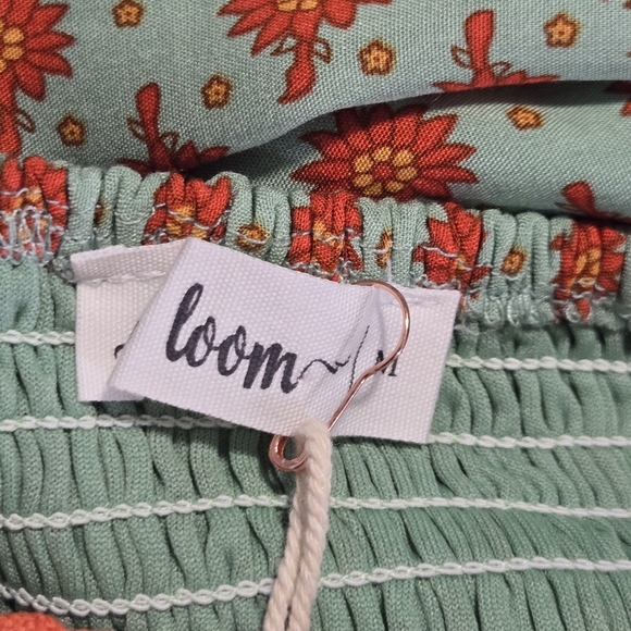 In Loom Boho Contrast Square Neck Mix Print Lace Trim Peasant Maxi Dress Medium - Picture 4 of 11